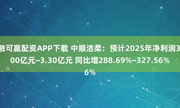融可赢配资APP下载 中顺洁柔：预计2025年净利润3.00亿元~3.30亿元 同比增288.69%~327.56%